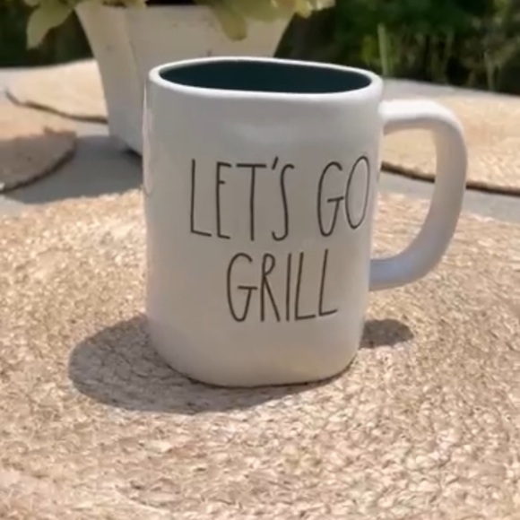 Rae Dunn LET'S GO GRILL Ceramic Coffee Mug/Cup Cream Colored with Black Writing - Picture 2 of 8